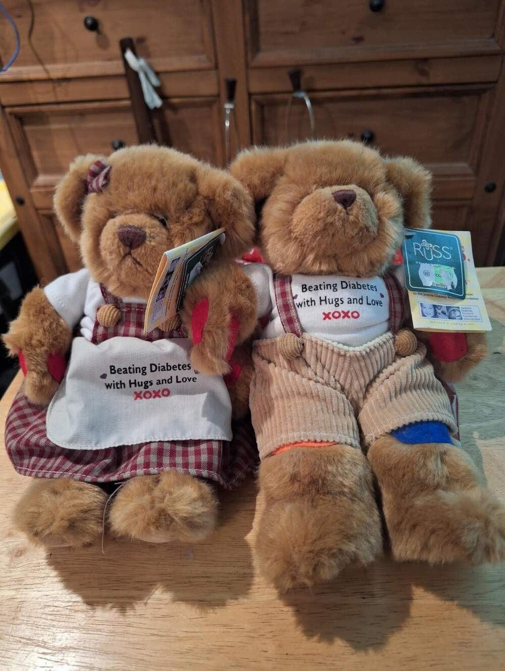 Vintage Russ Berrie "Beating Diabetes" Bear Set - Ruby & Rufus (With Tags)